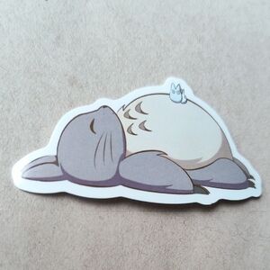 Cute Sleeping Bunny Sticker - Gray and Cream Totoro Studio Ghibli